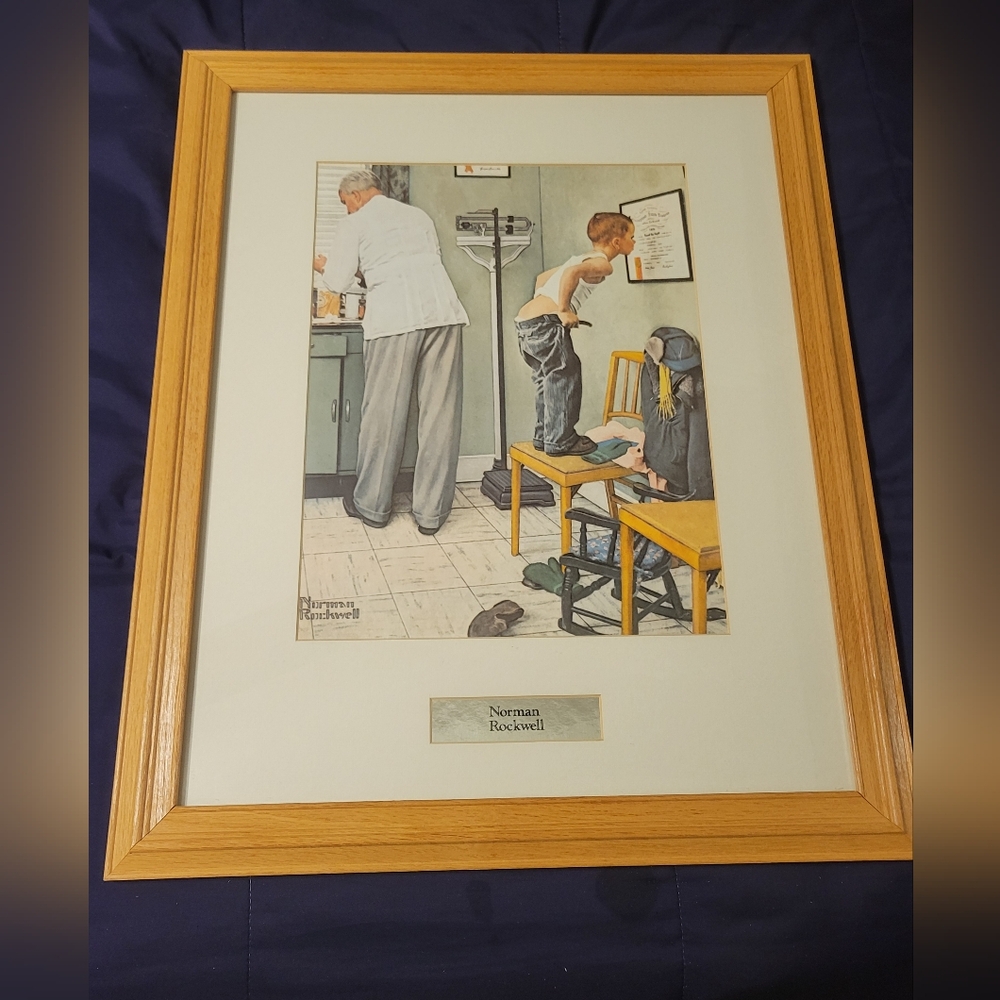 VINTAGE NORMAN ROCKWELL "BEFORE THE SHOT" 23x19 FRAMED LITHOGRAPH